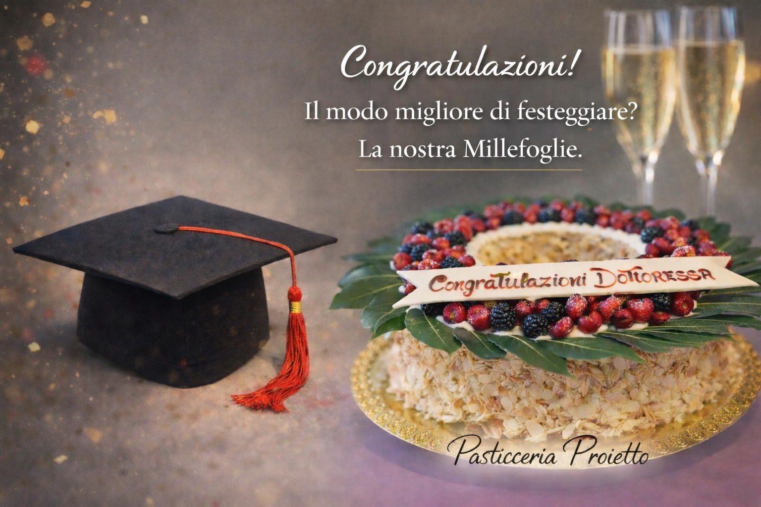 Millefoglie decorata per una festa di laurea